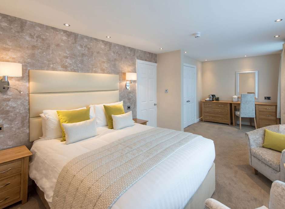 Royal and Fortescue Hotel Accommodation (303) Bedroom with Seating Area and Desk